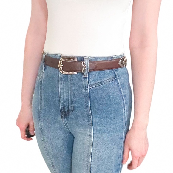 Brighton leather heart accent belt silver buckle size small western vintage boho - Picture 7 of 7